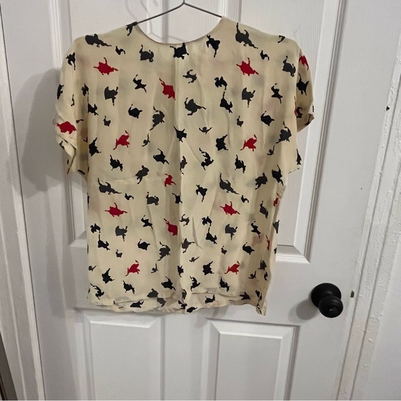 Ellen Tracy Silk Top with Graphic Print - Picture 1 of 6